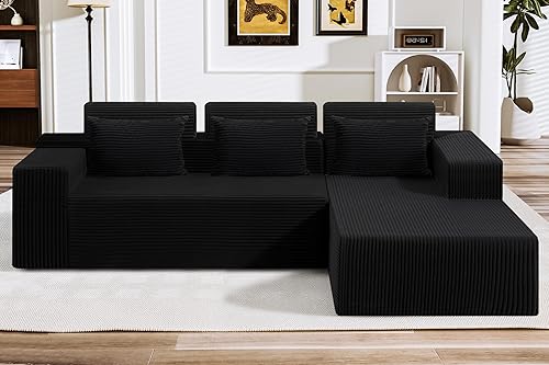 HABUTWAY Sofás seccionales para sala de estar, sofá modular en forma de L de 105 pulgadas sin montaje, sofá modular con asiento profundo, juegos de