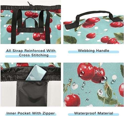 Vista 94 de Mochila de lavandería con correas ajustables para el hombro, bolsa de lavandería sucia para viajes, campamento, universidad, resistente, Rosa floral