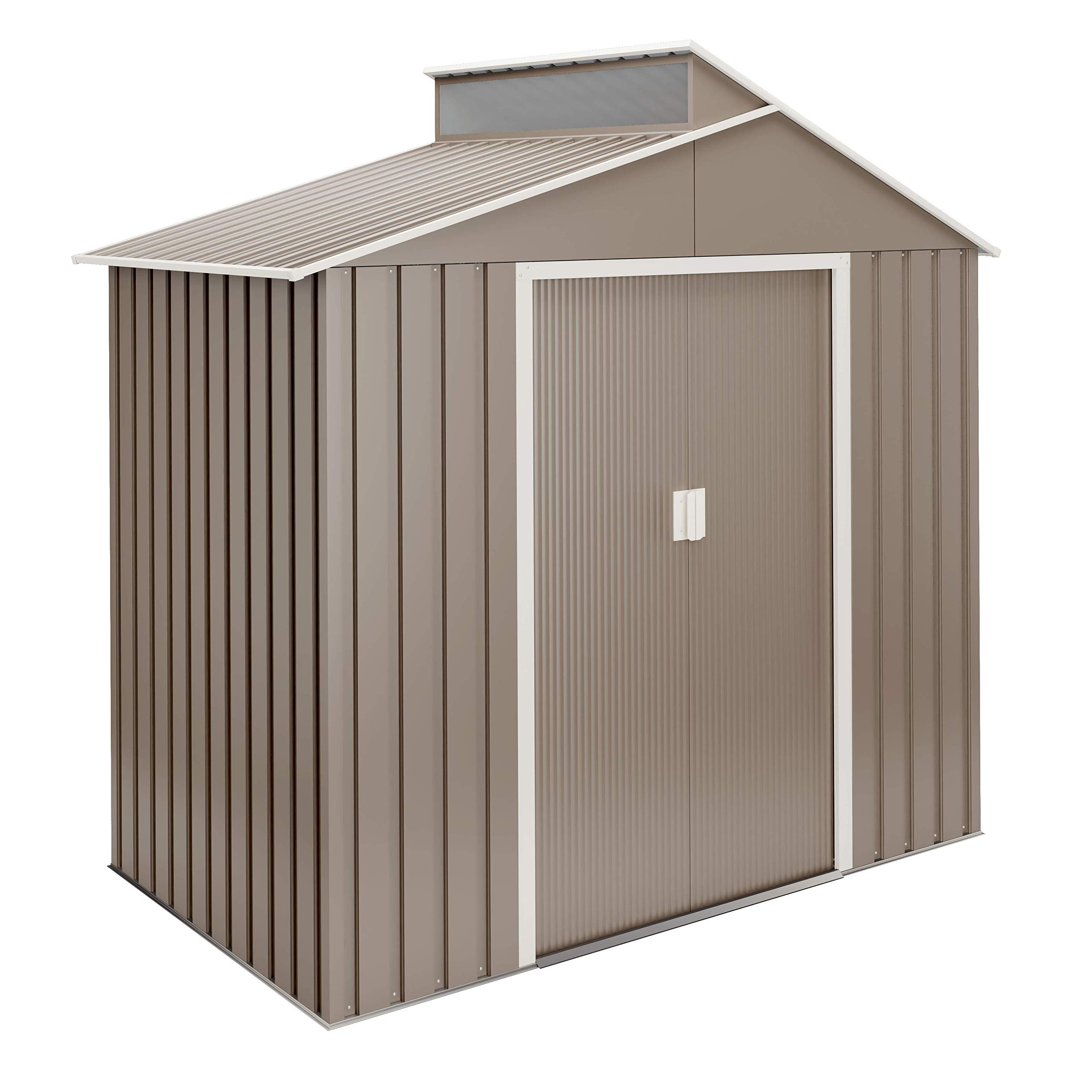 COSTWAY Gartenhaus Metall 235x117x185cm - Geräteschuppen Mit 2 Türen & Pultdach