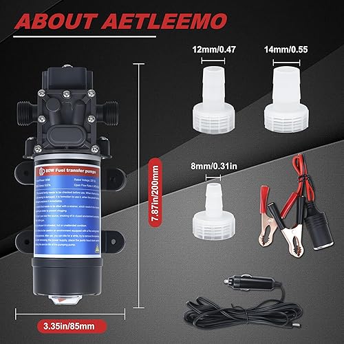 Miniatura 3 de Bomba de transferencia de gasolina de 12 V, bomba de diafragma autocebante de 80 W, ofrece hasta 120 galones de gasolina o combustible diesel por