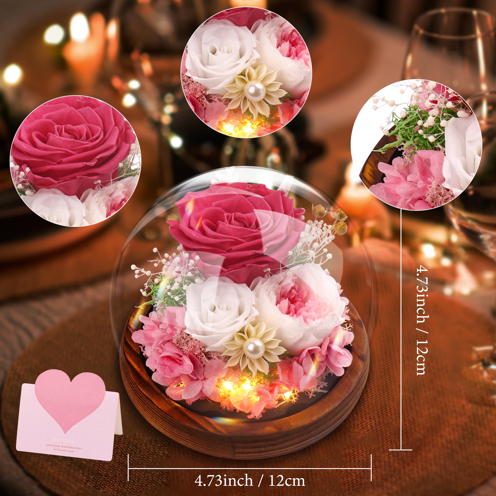 Venda calda vere Rose stabilizzate In cupola di vetro Beauty And Beast Eternal Fresh Rose san valentino fidanzata regalo di compleanno per le vacanze  15