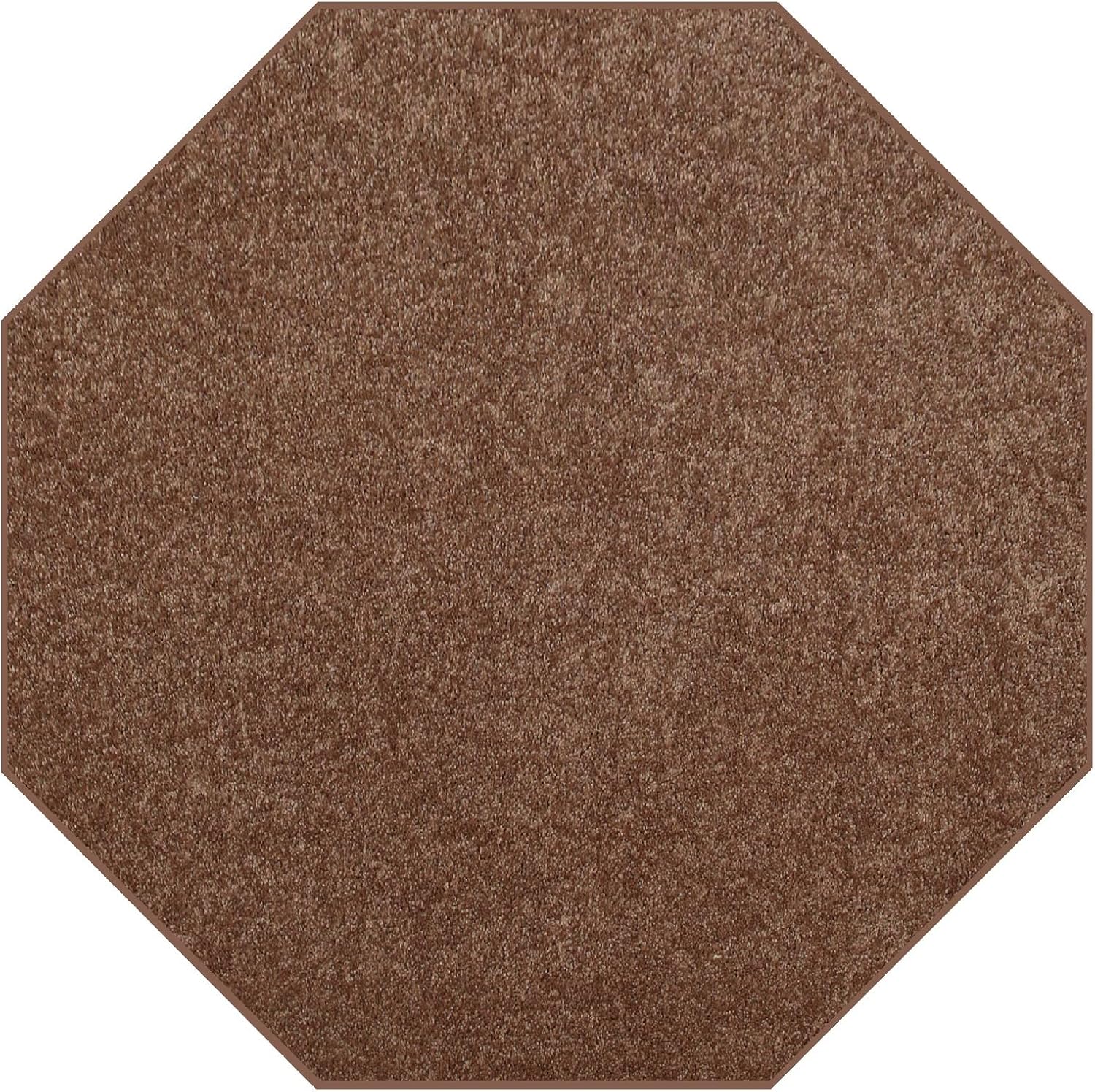 Ambiant Pet Friendly Solid Color Area Rugs Brown - 6' Octagon, Indoor, Stain & Fade Resistant, Perfect for Living Room, Bedroom, Entryway, Doorway, Pet & Kids Friendly Rug, Wedding, Made in USA