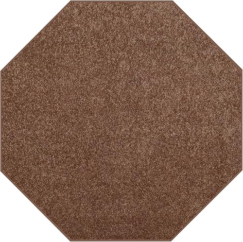 Bright House Alfombras de área de forma octágono de color sólido marrón - octágono de 3 pies