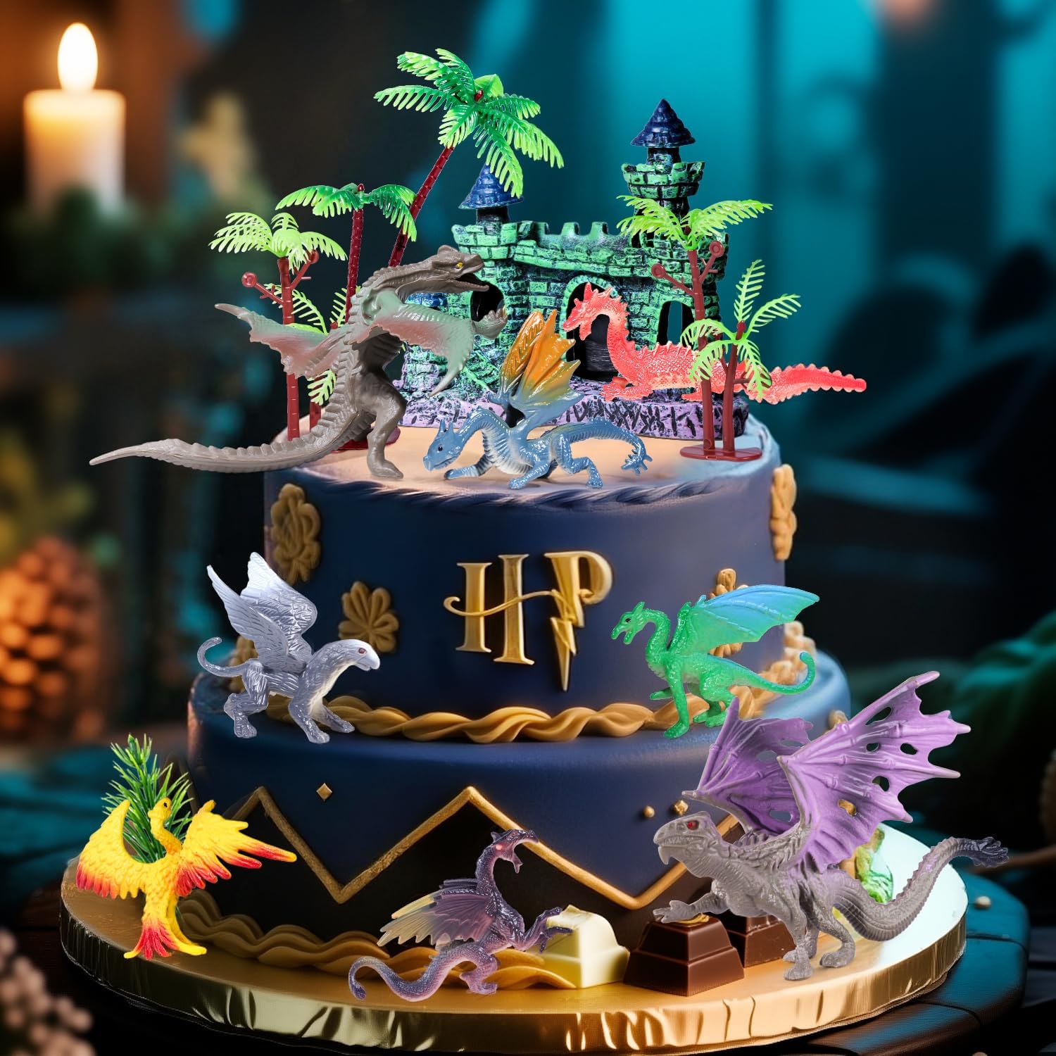 15Pcs Dragon Cake Decorations Medieval Plastic Mythical Figures image 3