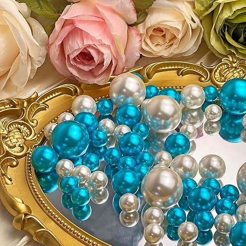 Miniatura 9 de Maiangel 120 piezas de jarrón de perlas sintéticas, jarrón de perlas de maquillaje, sin agujero, cuentas de perlas brillantes, varios tamaños,