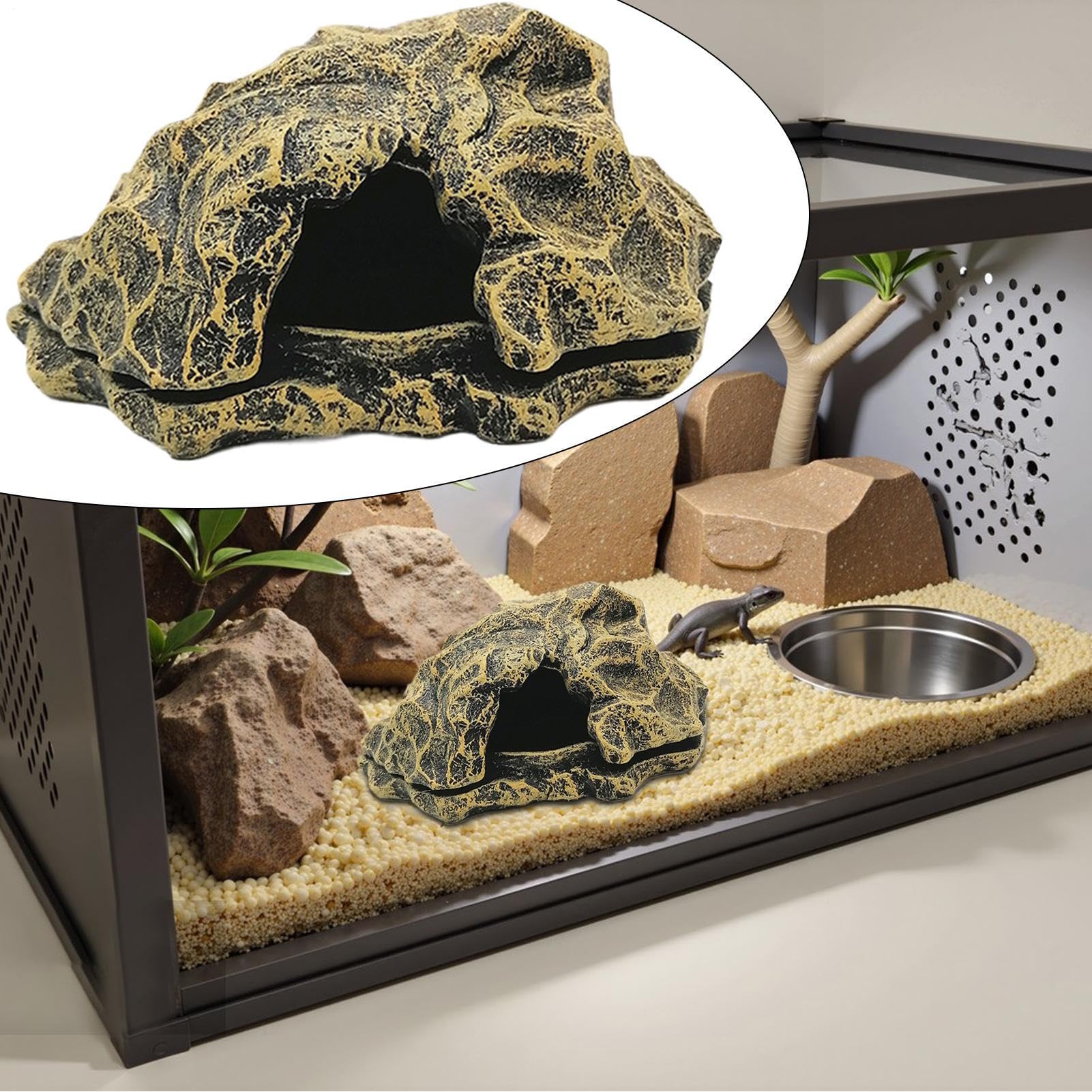 Tana Per Rettili | Roccia Finta in Resina Caverna per Drago Barbuto per Terrario | per Acquario Paesaggio Zona per Prendere il Sole Decorazione per Tartarughe d'Acqua Gamberi Granchi
