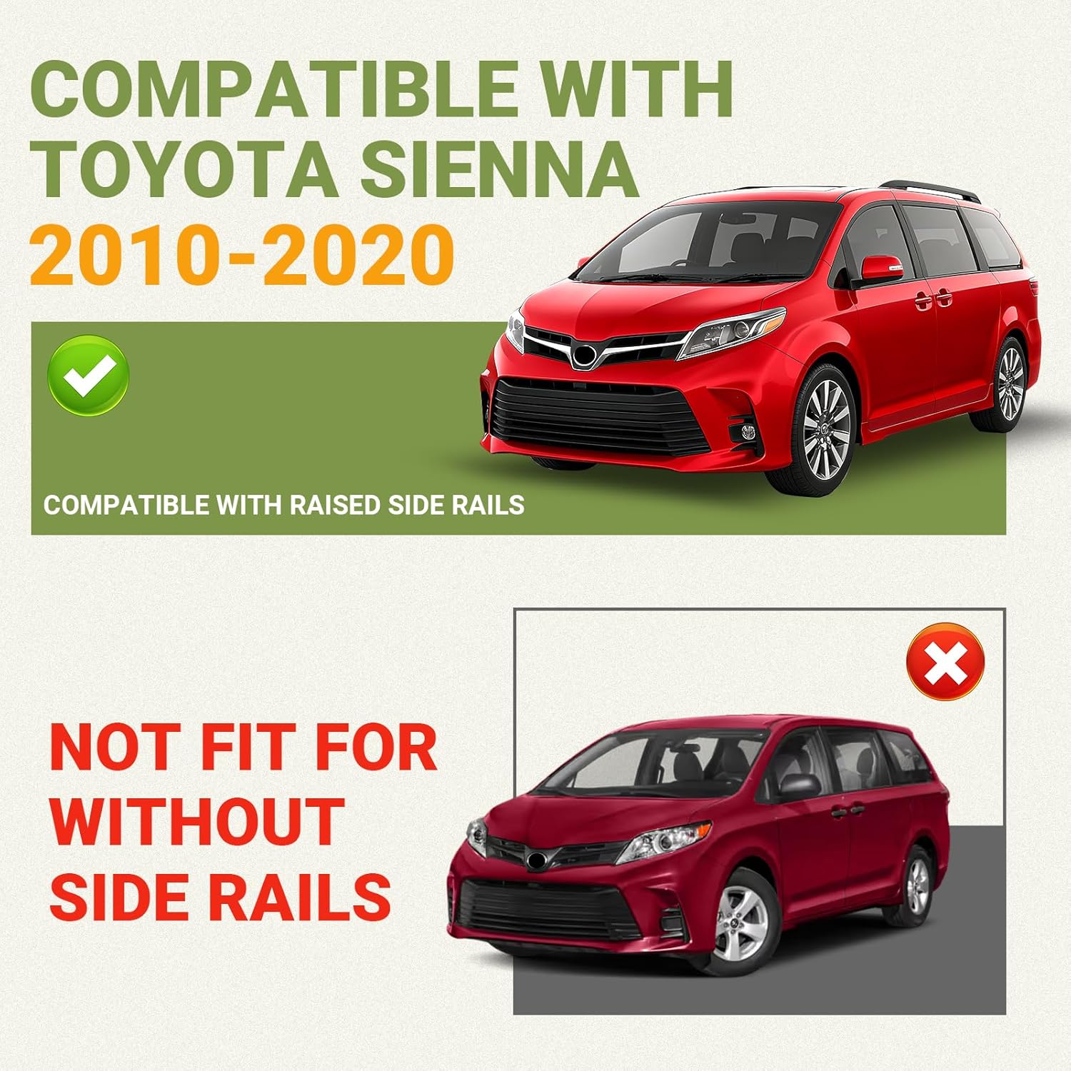 Roof Rack Cross Bars Compatible with Toyota Sienna 2010-2020, 260lbs Heavy Duty Lockable Aluminum Roof Rails Crossbars Cargo Bars Canoe Rooftop Luggage