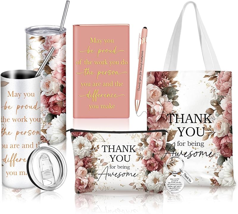 Kit com 6 peças Wiwiqing com copo, bolsa de lona, nécessaire e acessórios, Floral