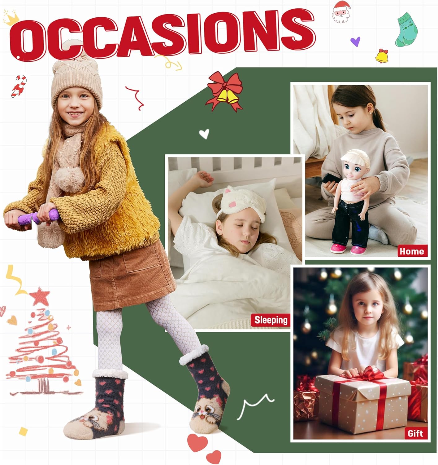 DoSmart Kids Boys Girls Fuzzy Slipper Socks Soft Warm Thick Fleece Christmas Stockings Child Toddler Winter Home Socks - Image 6