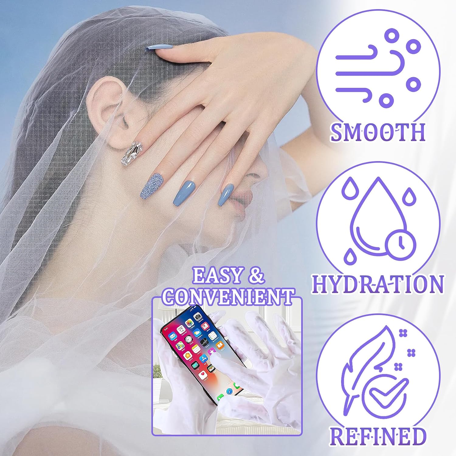Hand Mask Moisturizing Gloves 12 Pack,Hydrating Hand Mask for Women,Soft Gloves for Dry Cracked Skin