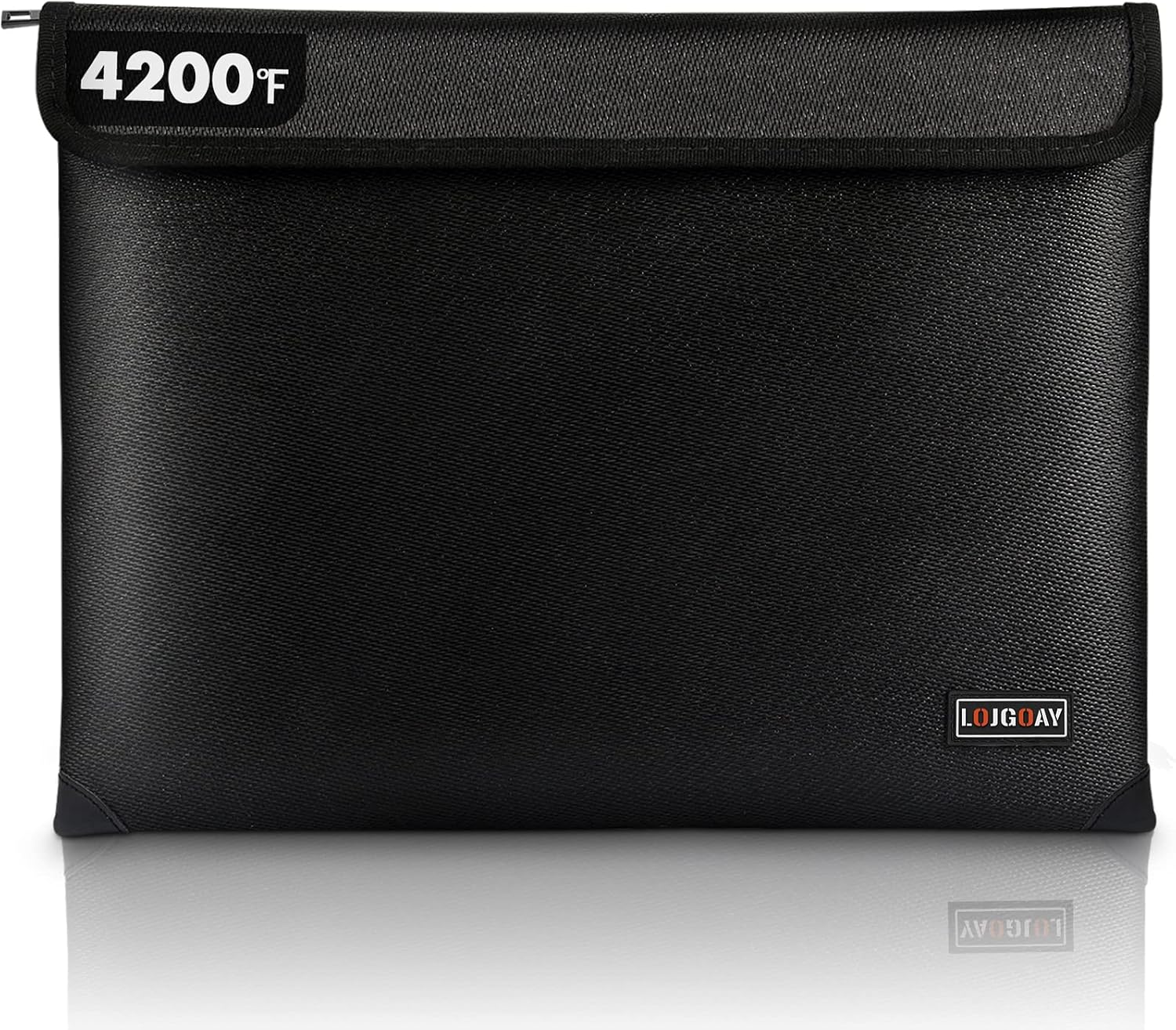 LOJGOAY Fireproof Bag for Documents - 4200°F with Heat Insulated, Fireproof Money Bag for Cash with Zipper, 8-Layer Functional Materials, Waterproof Document Pouch for Valuables, 13.9"x10.6"