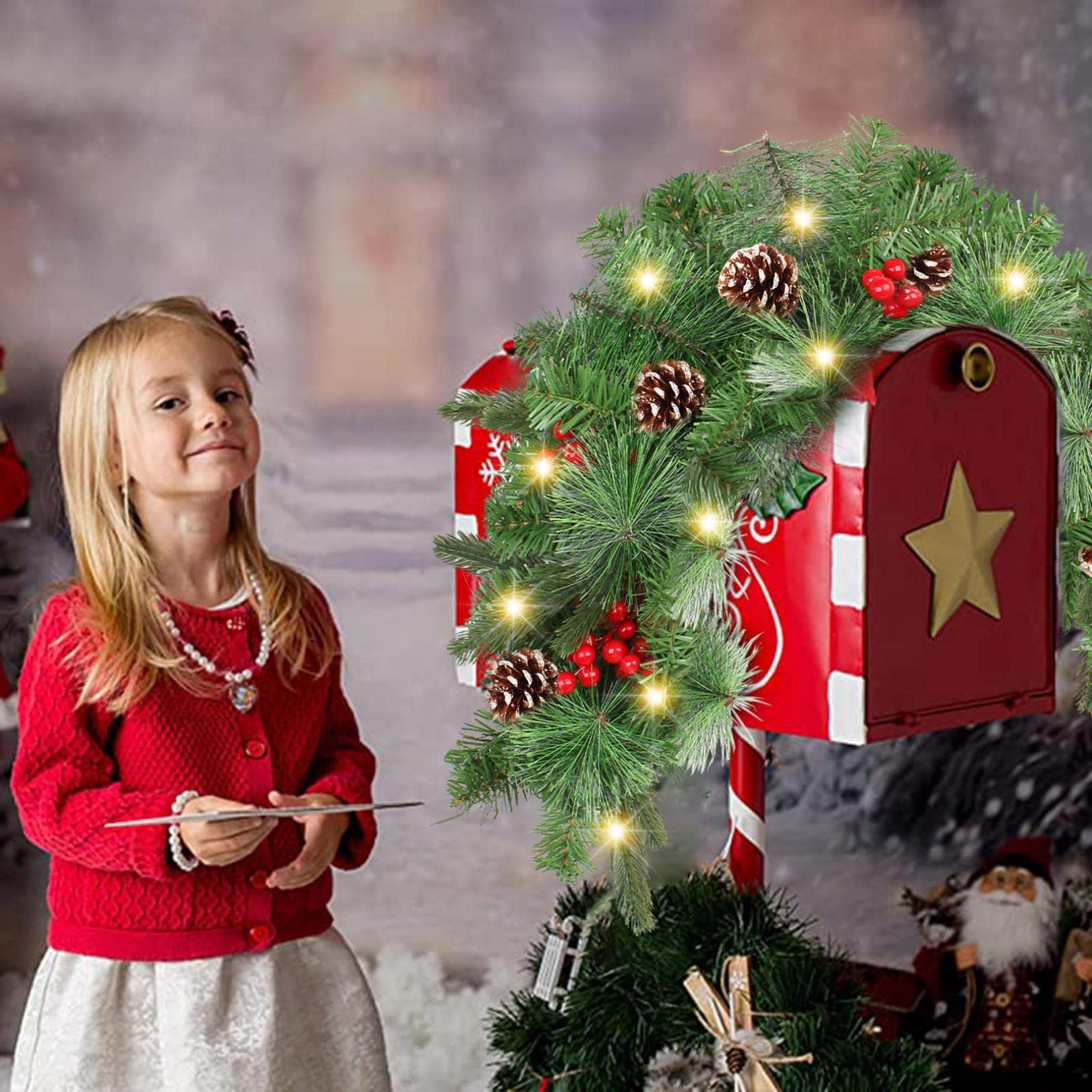 Holiday Outdoor Swag 35 Inch Artificial Christmas Mailbox Swag | 35 Inch  Faux Pine Greenery With Cones \u0026 Red Berries Outdoor Decor Christmas  Greenery Decor, image size:1619x1619