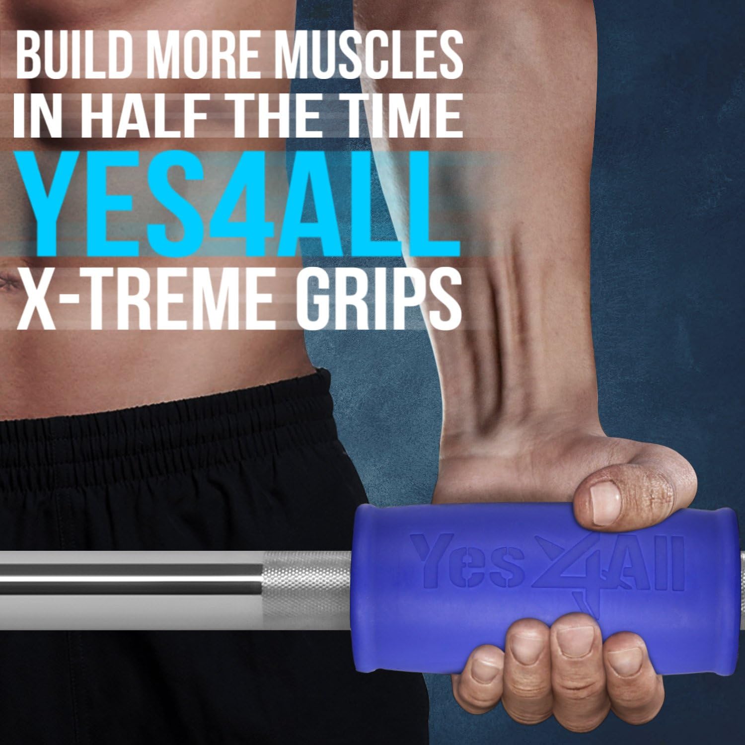 Yes4All Thick Bar Grips / Thick Grips for Barbell, Weight Lifting, Body Building Training – Thick Bar Adapter / Barbell Grips (Blue, Set of 2) : Sports & Outdoors