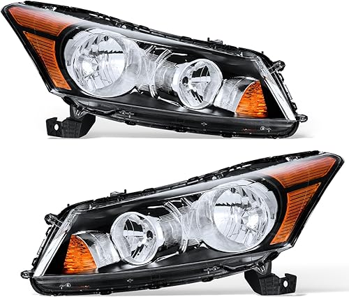 PENSUN Honda Accord - Conjunto de faros delanteros para Honda Accord Sedan 2008-2012, carcasa cromada con reflector ámbar, repuesto para lado del