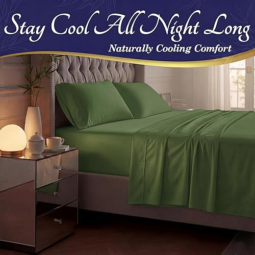 Miniatura 3 de DECOLURE Juego de sábanas 100% viscosa derivada de bambú, tamaño California King, sábanas de lujo de 4 piezas de enfriamiento natural, ultra suave,