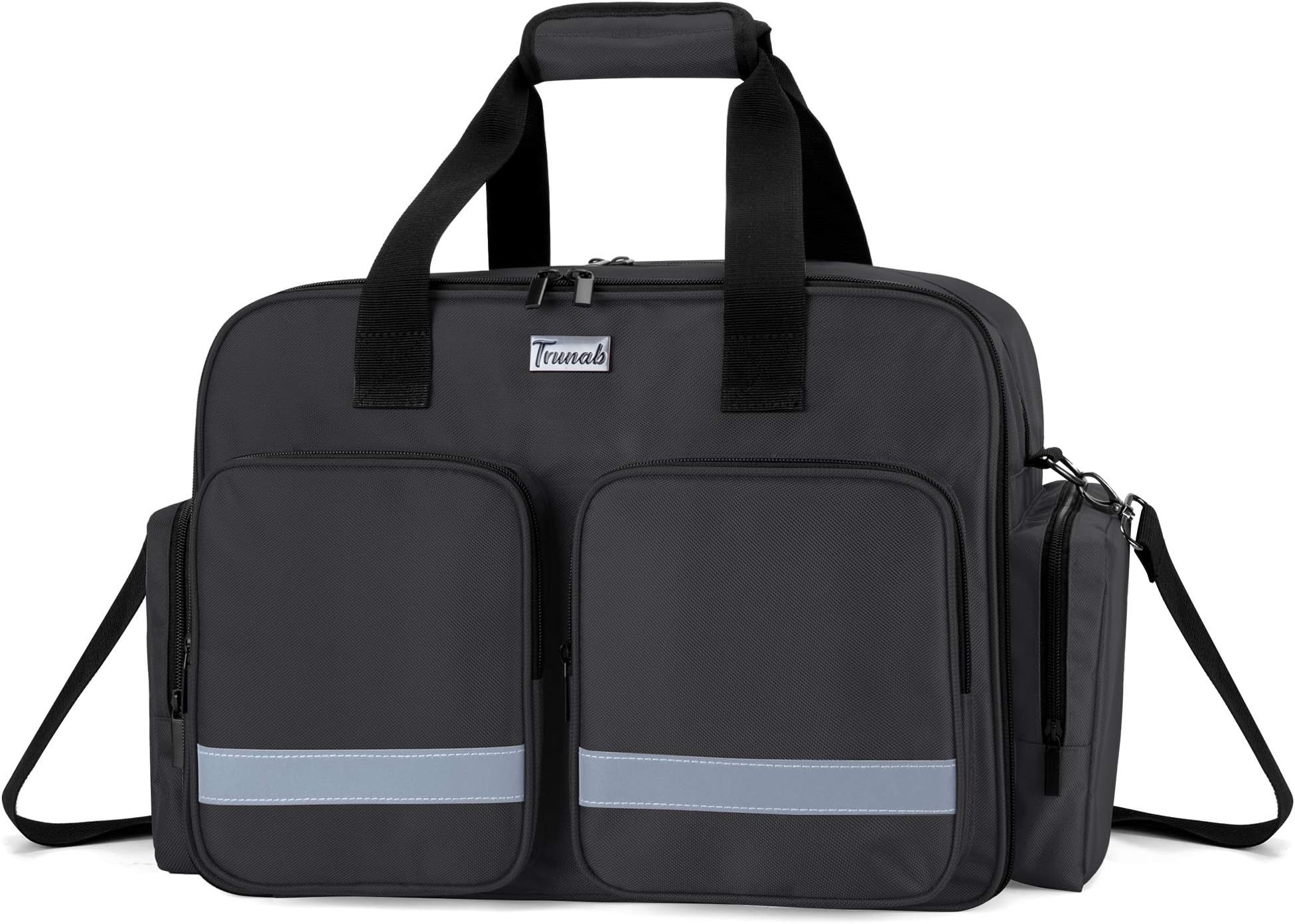 Trunab Medical Bag - Empty First Aid Bag for Nurse, Doctor, Paramedic - Home Care Nurse Bag with Padded Layer for Laptop - Patented Design - Black