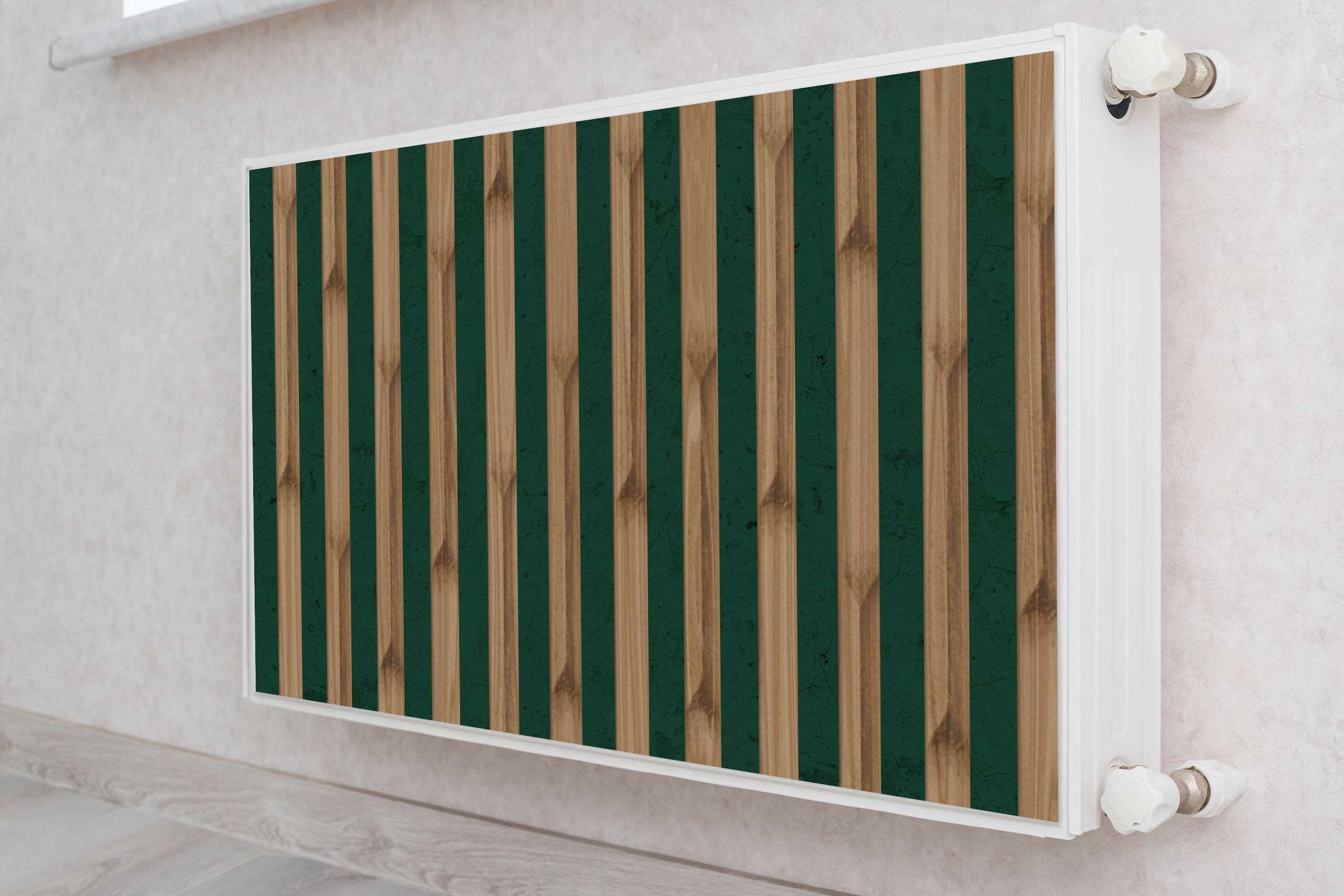 Muralo Osłona grzejnika, magnetyczna osłona grzejnika do grzejników panelowych ze stali lub blachy - bezzapachowa i bezpieczna dla zdrowia - dekoracyjne listwy drewniane efekt 3D szer. 90 cm x wys. 60