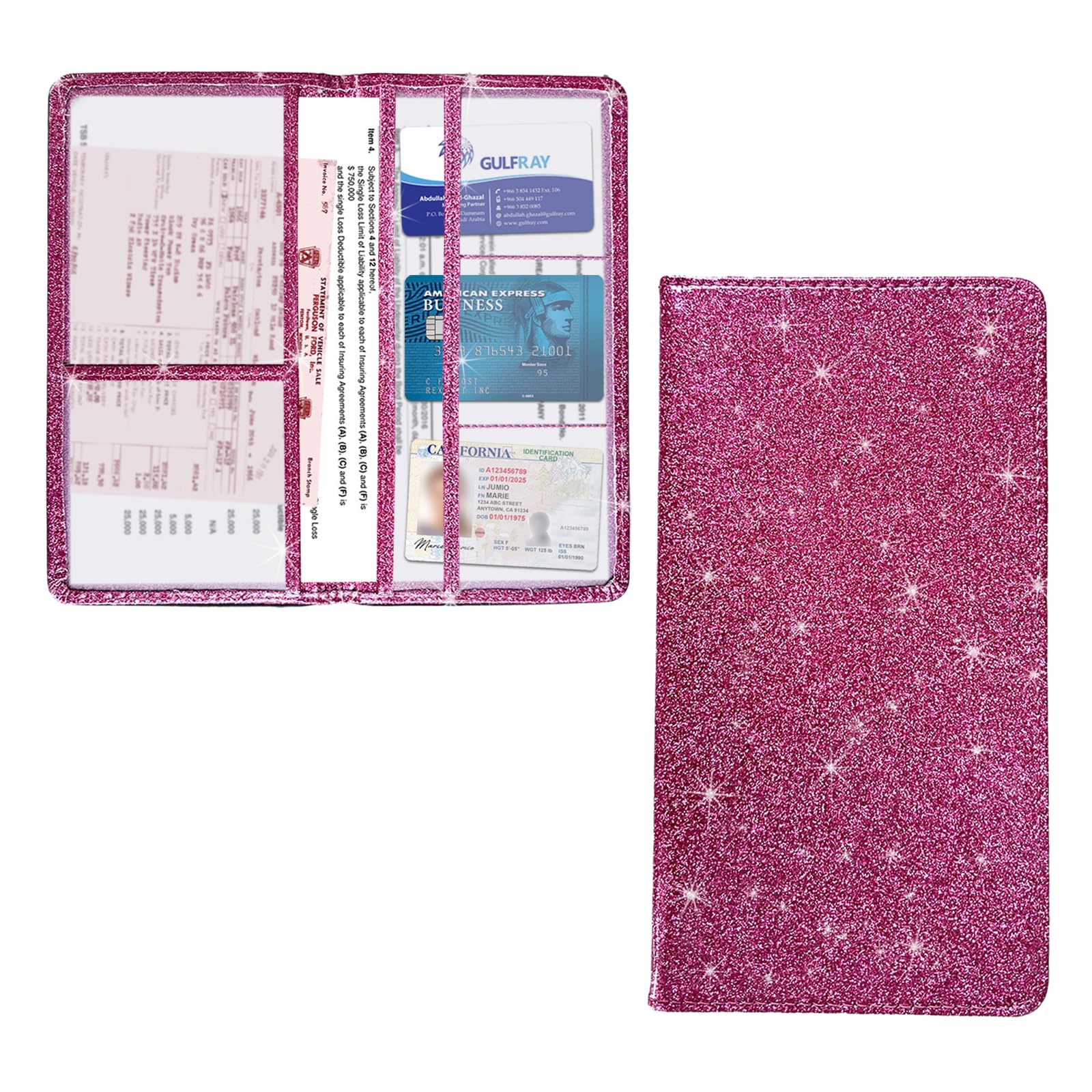 KewucnCar Registration and Insurance Holder, Leather Auto Glove Box Organizer, Vehicle Compartment Accessories Case for Cards, Driver License & Essential Documents