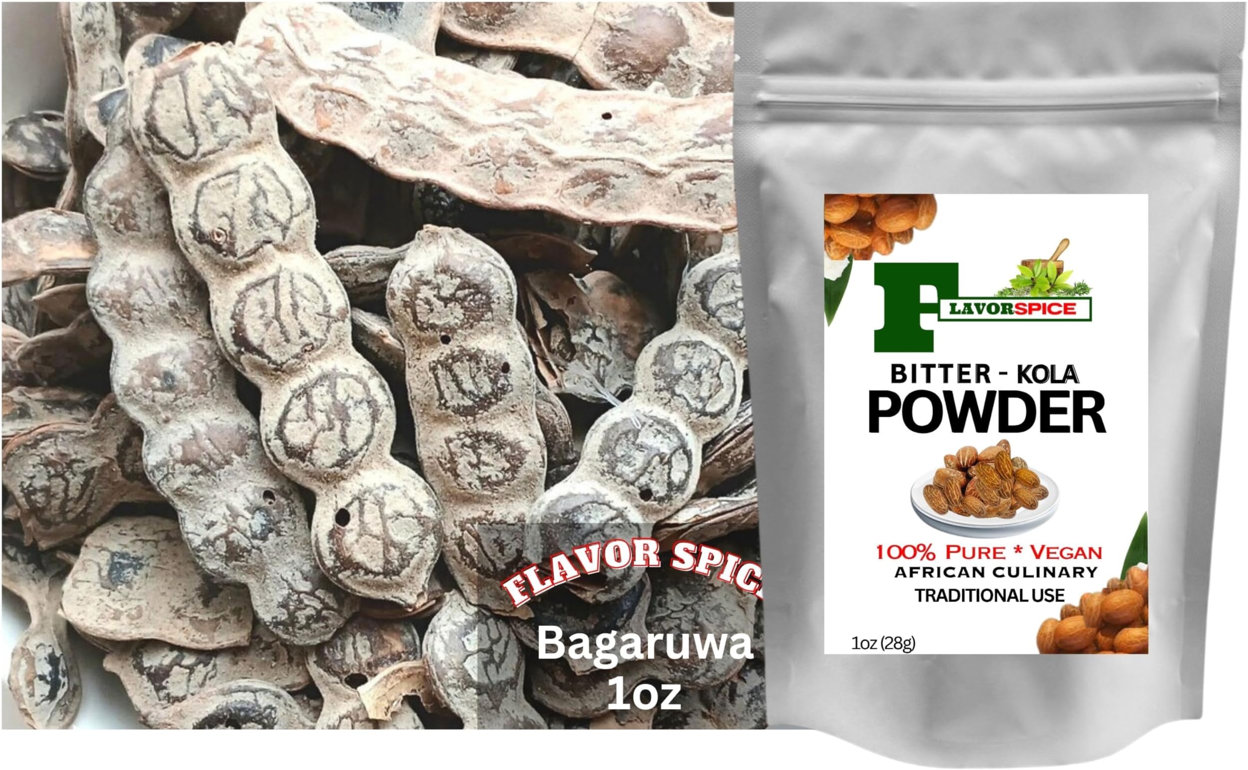 Nigeria Bagaruwa Acacias 1oz | NEP NEP | with Free Flavor Spice 1oz African Bitter Kola Nut Powder