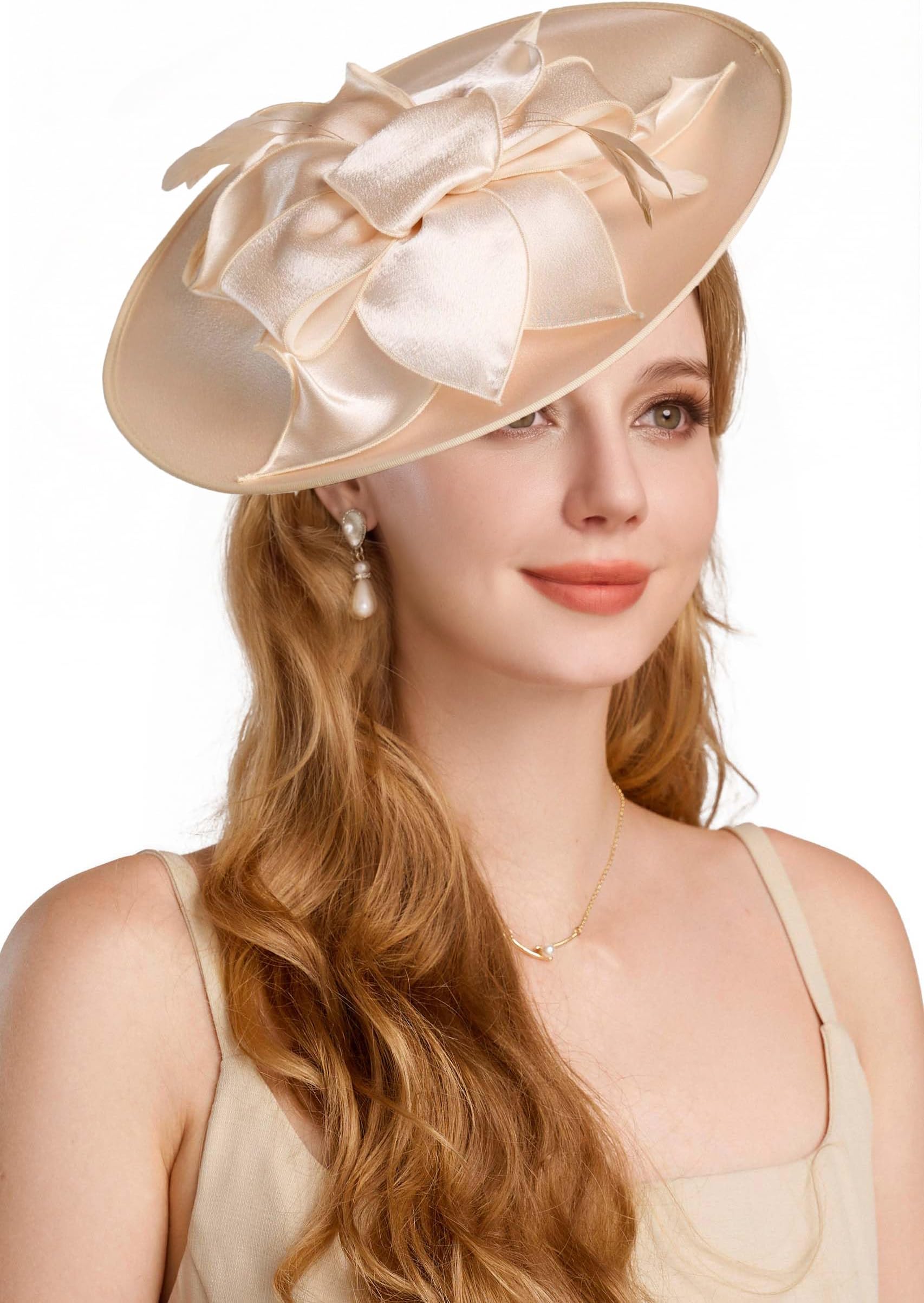 Derby Hats for Women - Fascinators Tea Party Hats Headband Wide Brim Fascinator Wedding Cocktail Flower Feathers