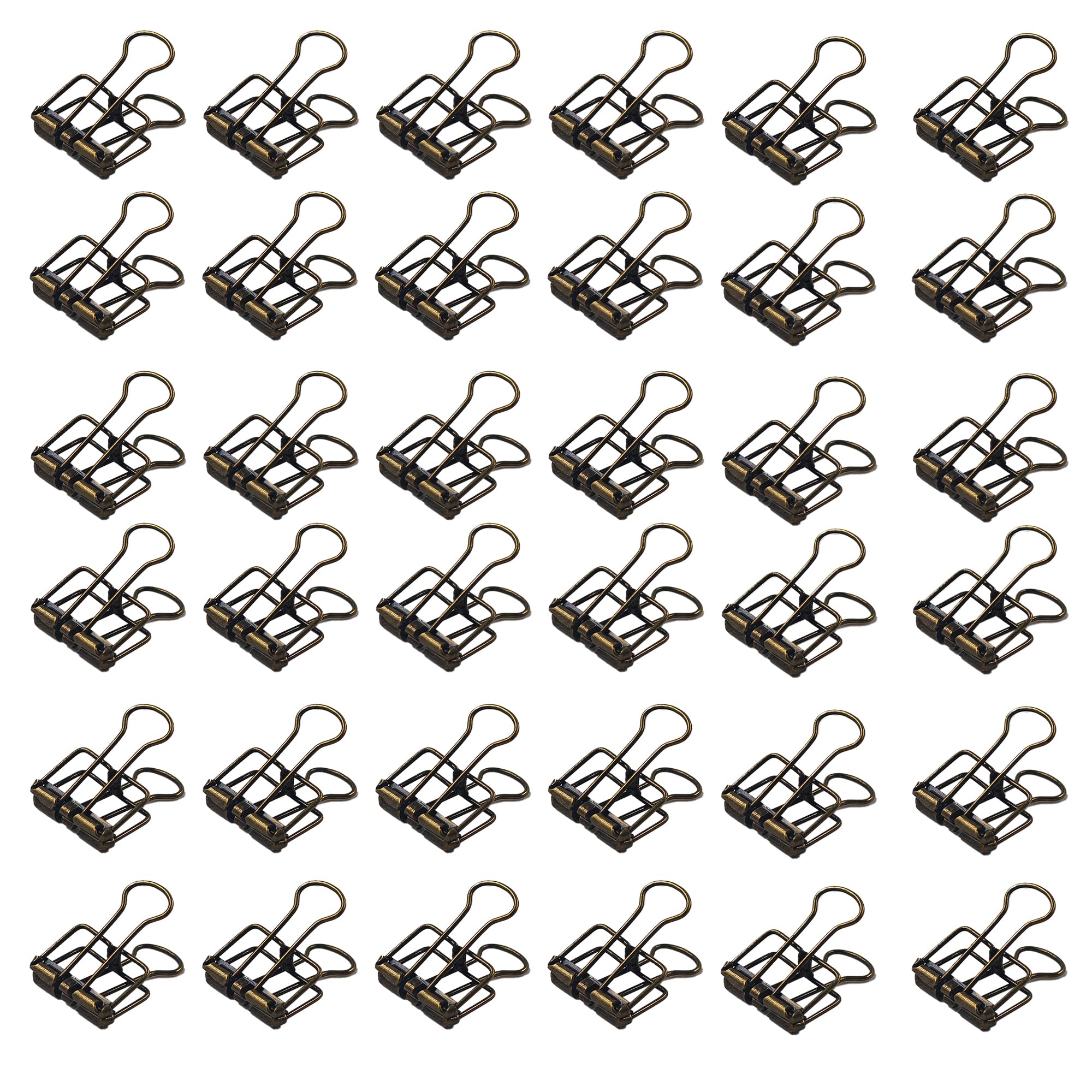 Runseaway 30Pcs 32mm Hollow Out Paper Binder Clips, Invoice Bill Clips, Bronze Metal Wire Paper Organizers for Office, School, and Scrapbooking