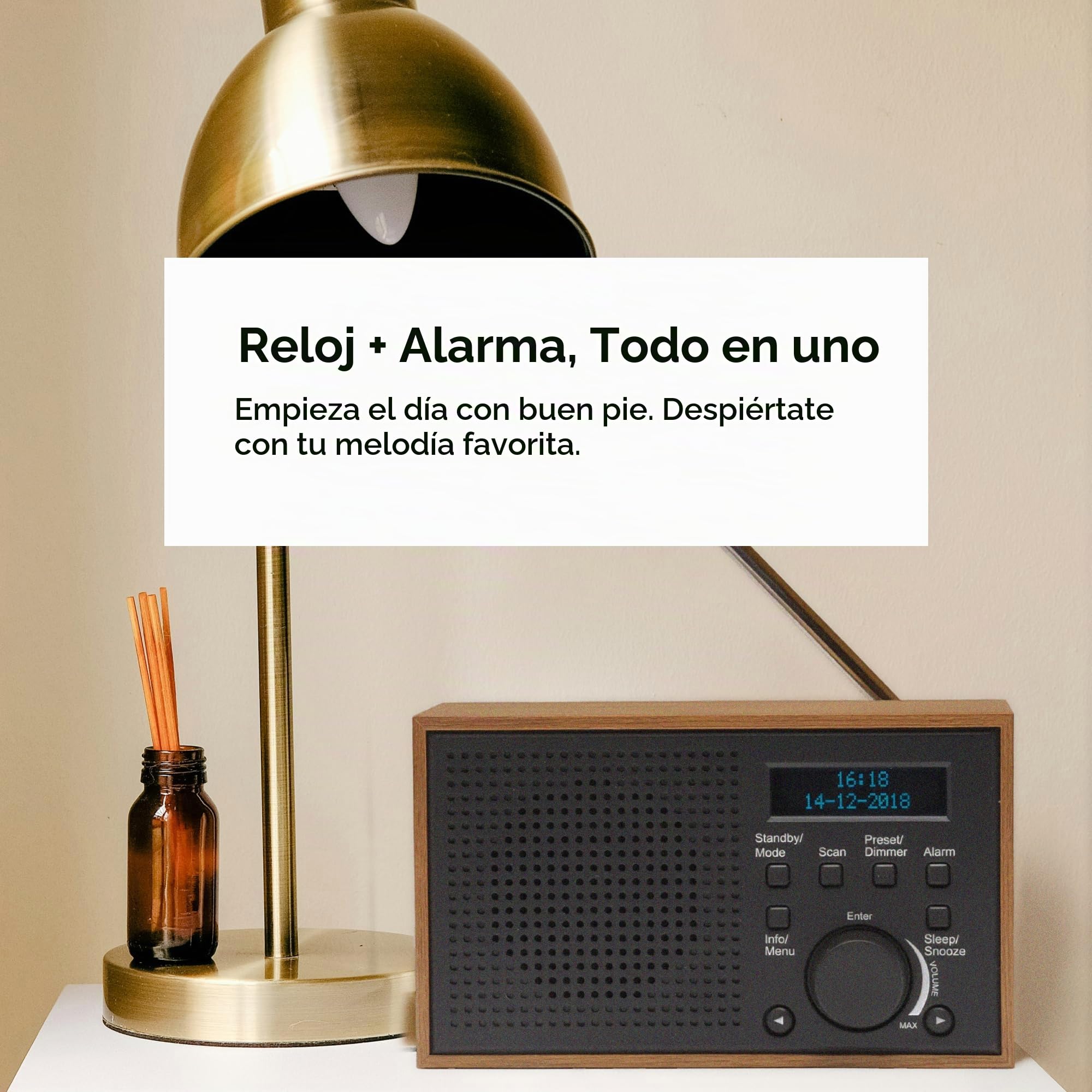 Denver DAB-46 Radio portátil Dab+/FM Gris Oscuro, Pantalla LCD, Altavoz 2 W, Funcionamiento con Pilas AA | Pantalla LCD, hora automática, antena telescópica, fuente de alimentación, 4 pilas AA