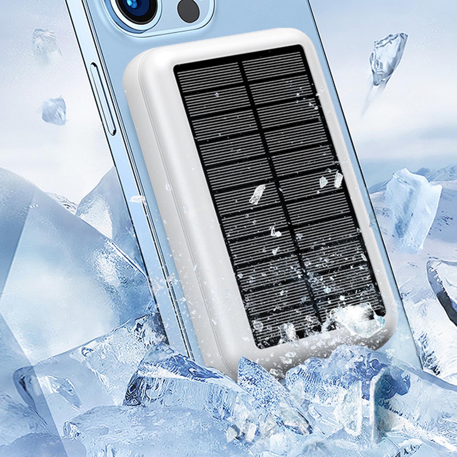Ejoyous Banco de Energía Solar, Cargador Portátil Inalámbrico de 10000 MAh con Panel Solar Monocristalino, Batería Magnética, Carga por Cable e Inalámbrica para Uso de Emergencia en Viajes de Camping