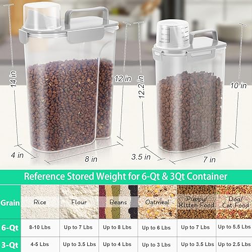 Miniatura 2 de TBMax Recipiente de arroz de 2 unidades, recipiente hermético para cereales, almacenamiento de avena con boquilla fácil de verter y práctico vaso