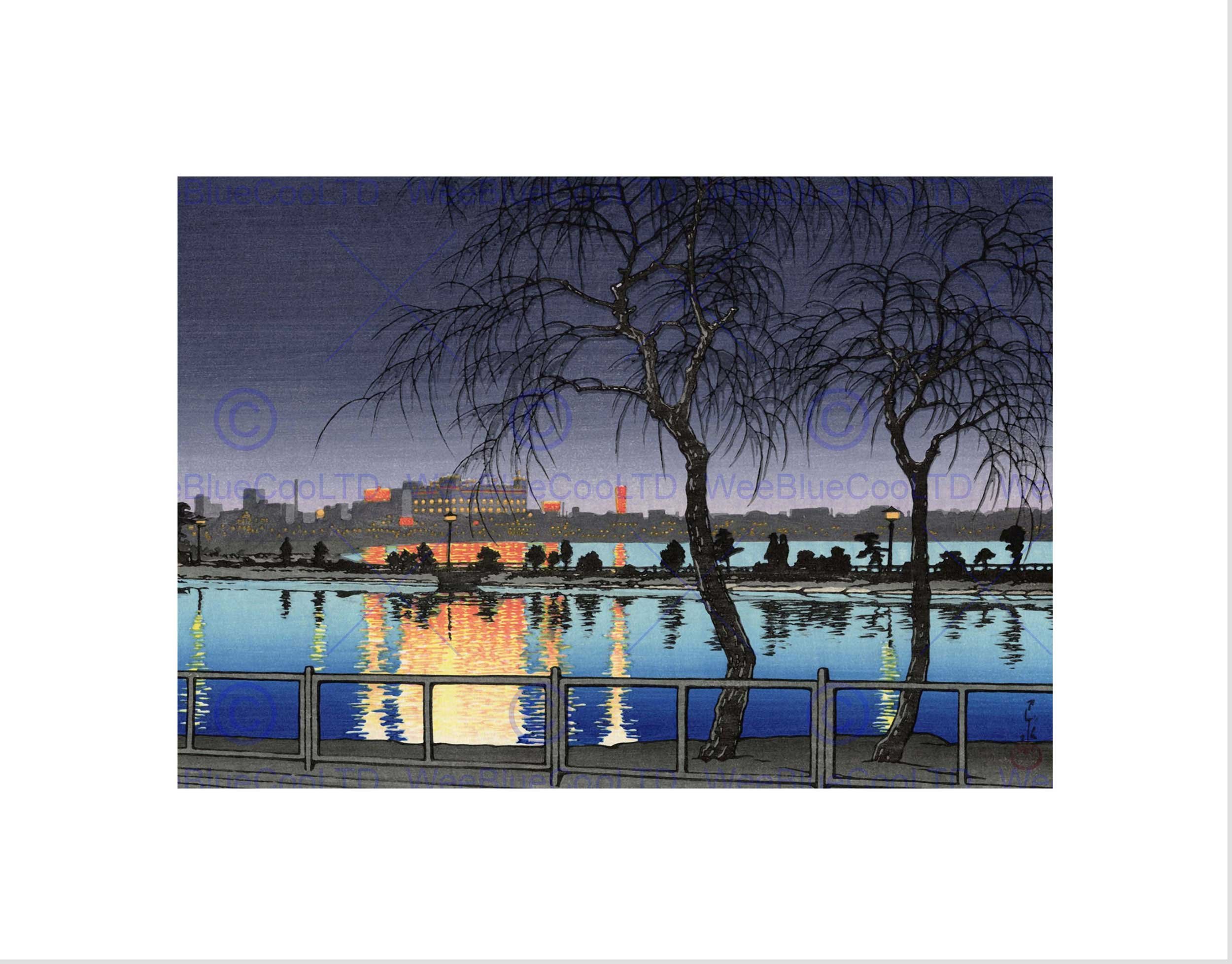 Wee Blue Coo Cultural Landscape Japan Shinobazu Kawase Hasui Wall Art Print