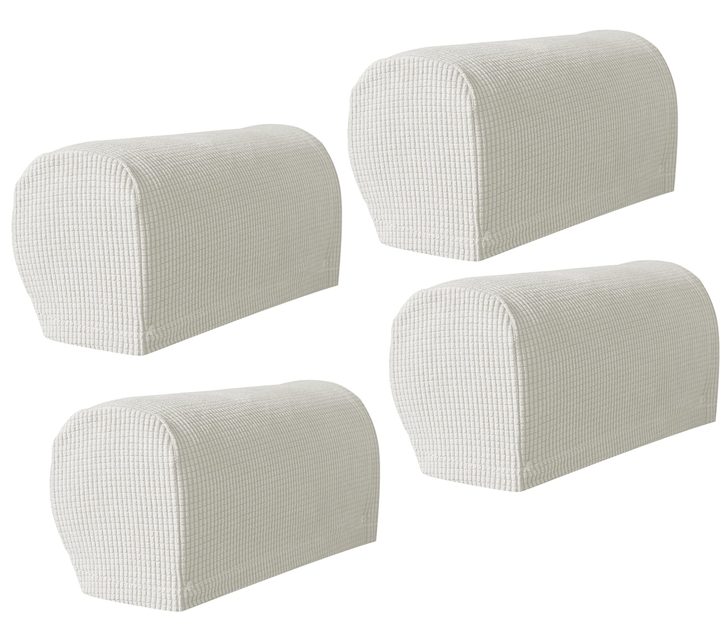 Hruile Armrest Stretch Chair Covers, Anti-Slip Armchair Couch Arm Rest Covers Sofa Armrest Cover Spandex Polyester Sofa Arm Caps Slipcovers Protector,Set of 4,White