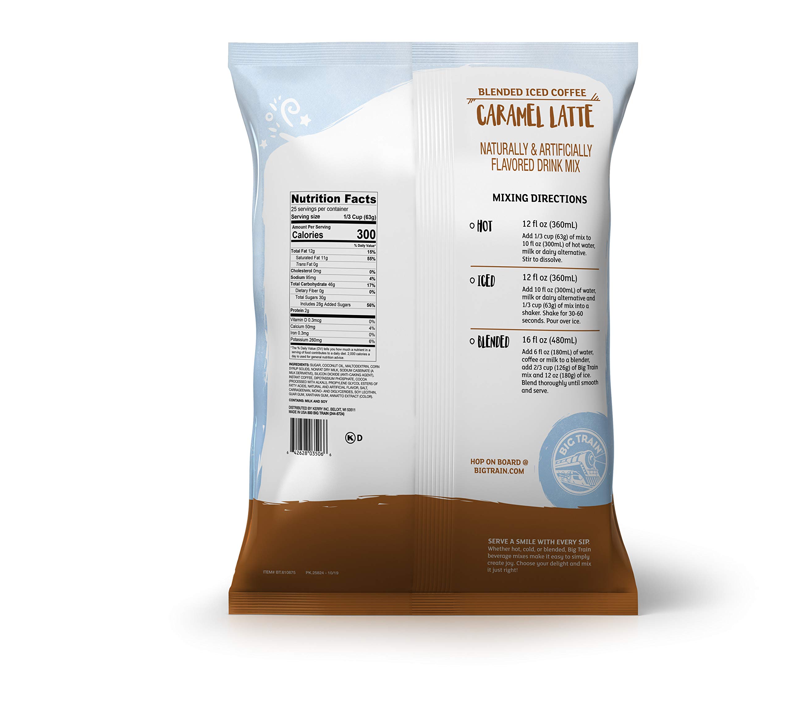 Big Train Blended Ice Coffee Caramel Latte 3 Lb 8 Oz (1 Count), Powdered Instant Coffee Drink Mix, M
