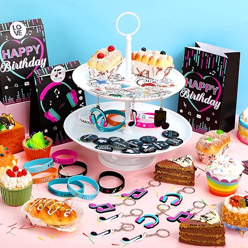 Miniatura 5 de Los recuerdos de fiesta musical incluyen bolsas de regalo de fiesta musical con calcomanías de sellado, pulseras de silicona, llaveros de música,