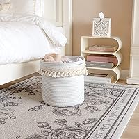 Vista 5 de Mkono Cestas de almacenamiento de macramé, caja de decoración bohemia para guardería, cesta de bebé, juego de 3