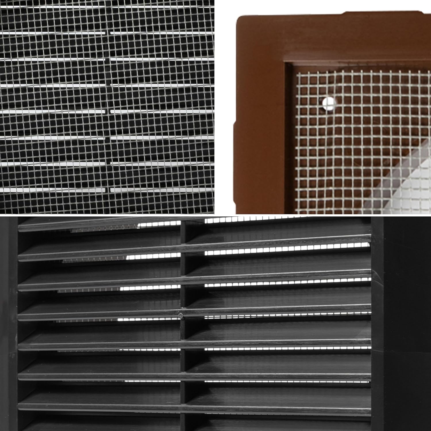 Repa Market 6 Inch (Opening) Black Air Vent Cover - Plastic Fresh Air Intake Vent for Round Duct - Register Vent Cover with Mesh Screen - Wall or Ceiling HVAC Return Air Register - Modern Soffit Vents