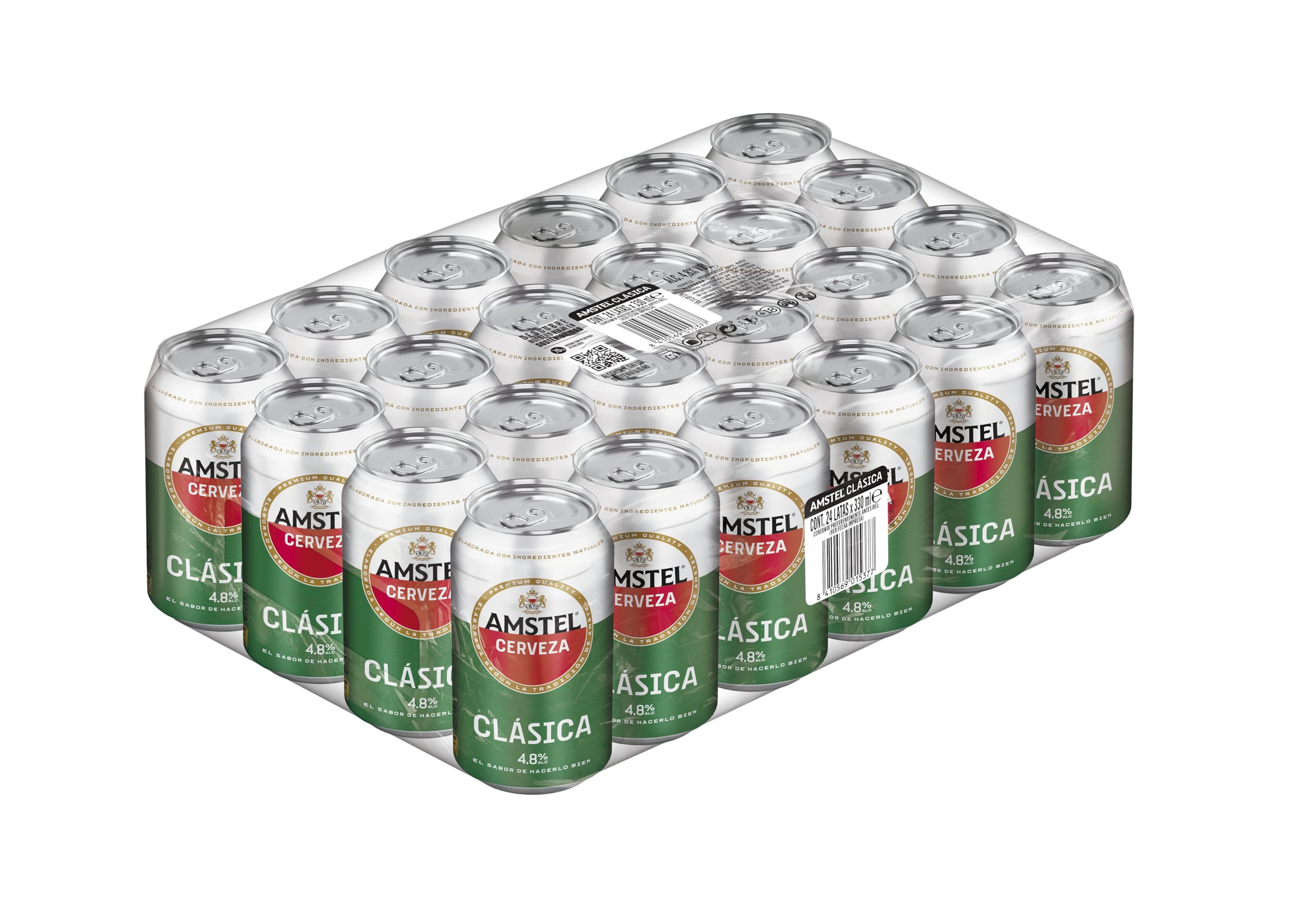 Amstel Clásica Cerveza Lager Pack Lata 24x33 cl