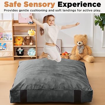 Crash Mat for Kids Sensory Room, 4 x 4 Ft / 5 x 5 Ft Anti-Slip Foam Pad