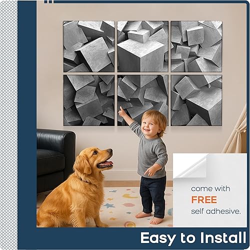 Miniatura 240 de BUBOS Paquete de 8 paneles acústicos artísticos insonorizados, paneles de pared de 47.2 x 31.4 pulgadas, paneles de pared acústicos decorativos