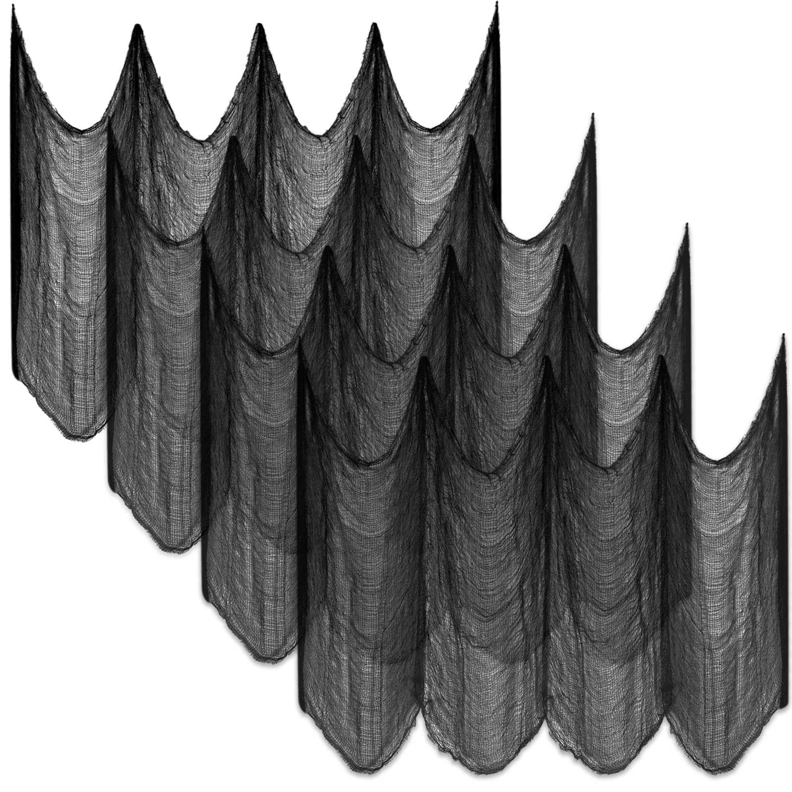 Halatool 4 PCS Halloween Creepy Cloth 30 X 90 in Black Spooky Cheesecloth Scary Hanging Gauze Decor for Halloween Party Supplies Haunted Houses Windows Doorways Indoors & Outdoors