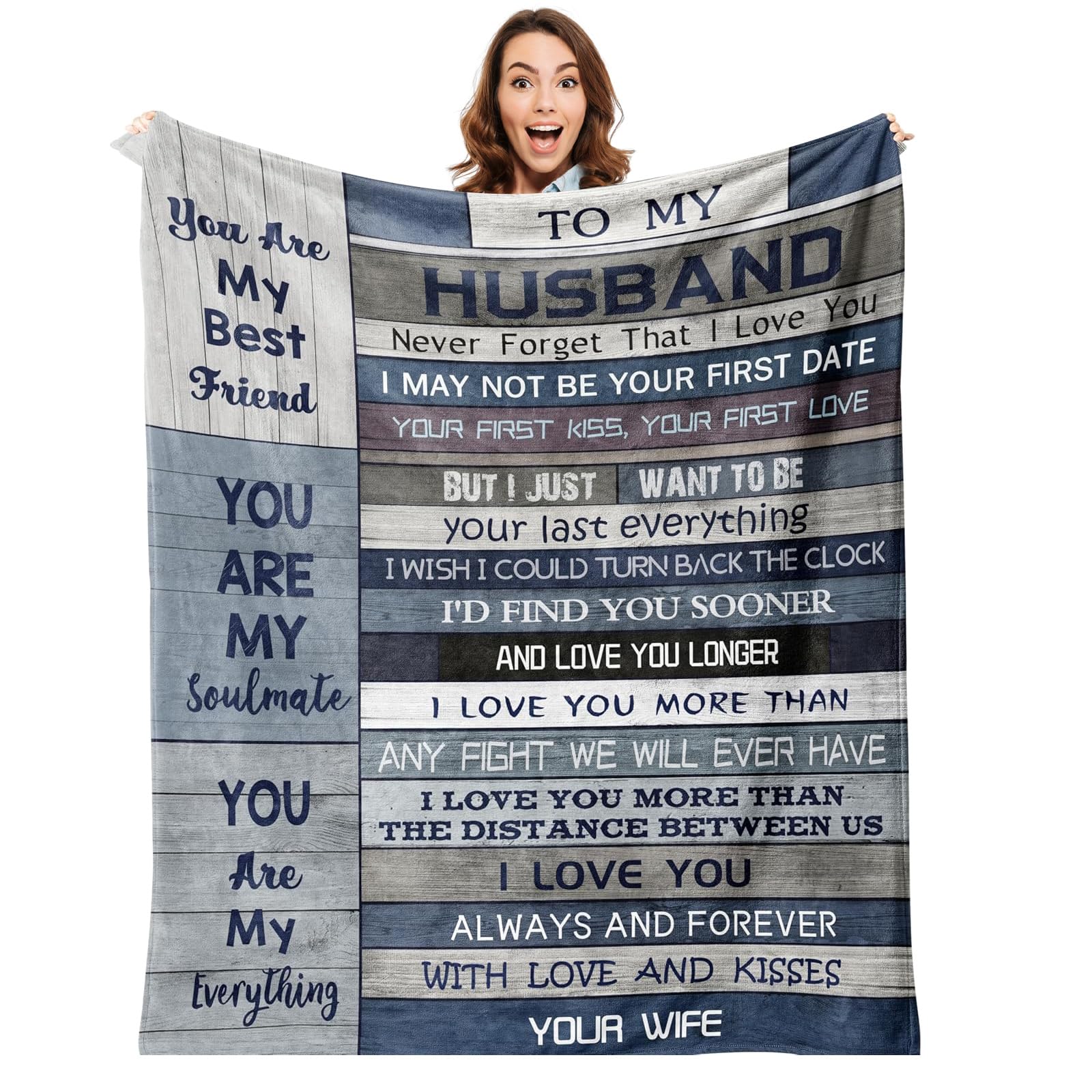 ELLECILA Husband Gifts Blanket, Wedding Anniversary Blanket Gift for Couple,150X130CM Soft Flannel Throws Blankets, Gifts for Husband from Wife, Husband Birthday Wedding Christmas Birthday Gifts