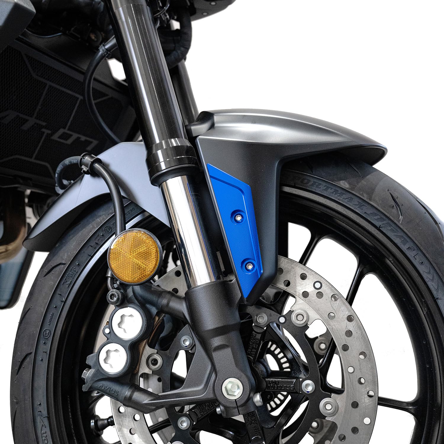 Für MT 07 MT-07 FZ07 MT07 2025 2026 Zubehör Motorrad Vorderrad Kotflügel Seitenabdeckung Seitliche Kupfer Schutzplatte Schieber Dekorative Abdeckung aus CNC Aluminium (Rot)