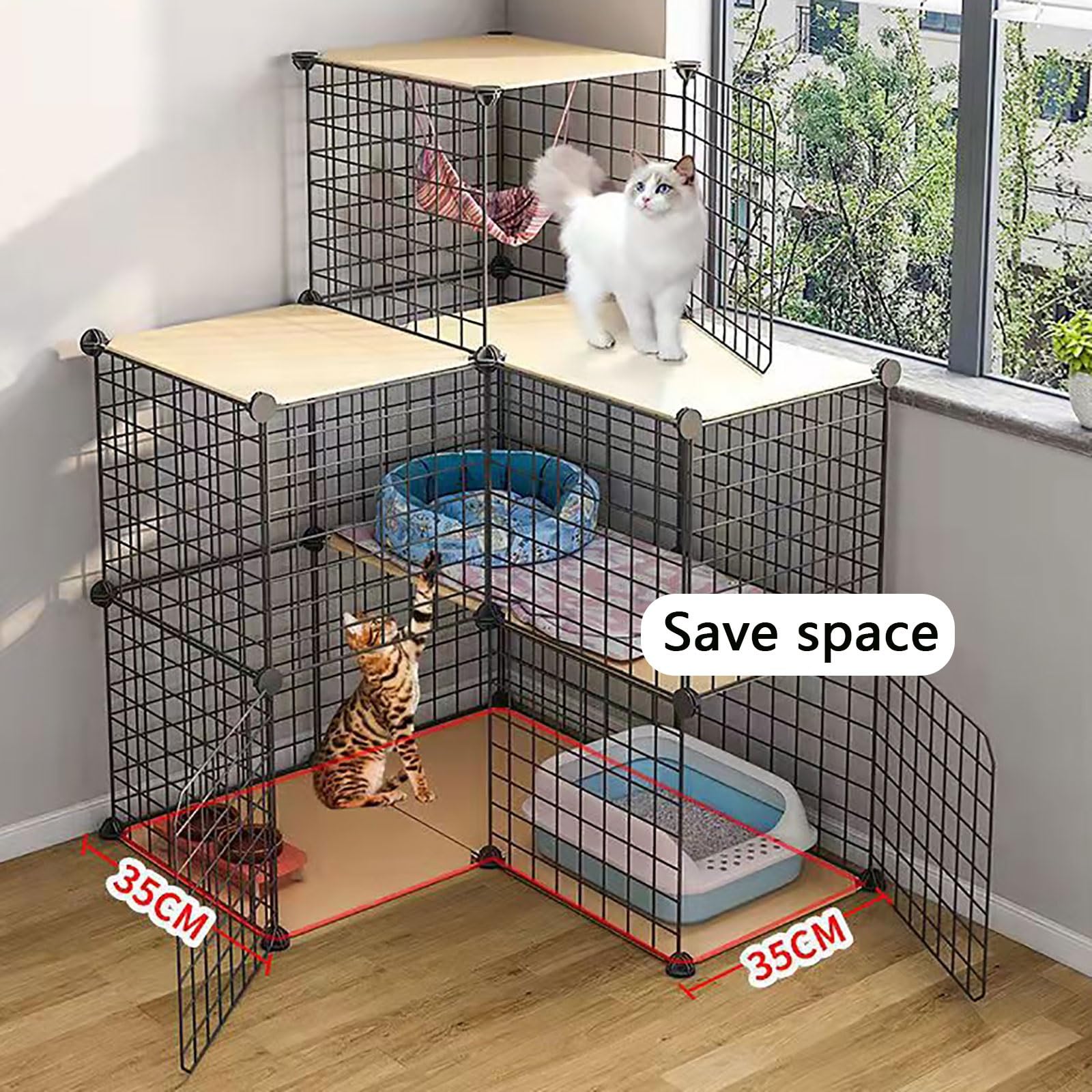 Gabbie per Gatti, recinto per Gatti Fai da Te, recinto per Gatti da Esterno, Gabbia per Piccoli Animali Staccabile, Cuccia per Cuccioli, mobiletto per Gatti - per Piccoli Animali Domestici,