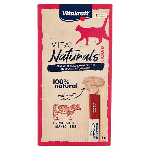 Vitakraft - Snack para gatos adultos Vitakraft Vita Naturals Liquid ternera 5 x 15g