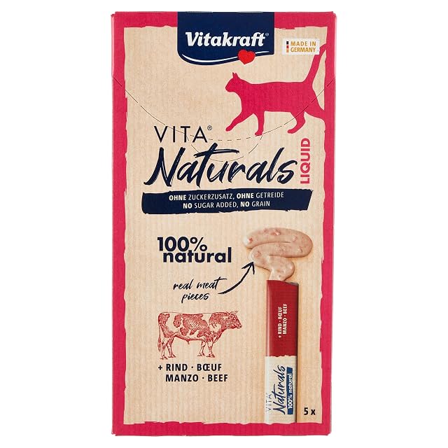 Vitakraft - Snack para gatos adultos Vitakraft Vita Naturals Liquid ternera 5 x 15g