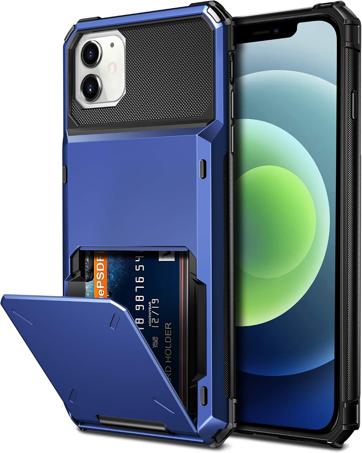 Vofolen Compatible with iPhone 12 Case 5G Wallet 4-Card Slot Credit Card Holder Flip Hidden Pocket Dual Layer Protective Back Cover Compatible with iPhone 12 5G 6.1inch Navy