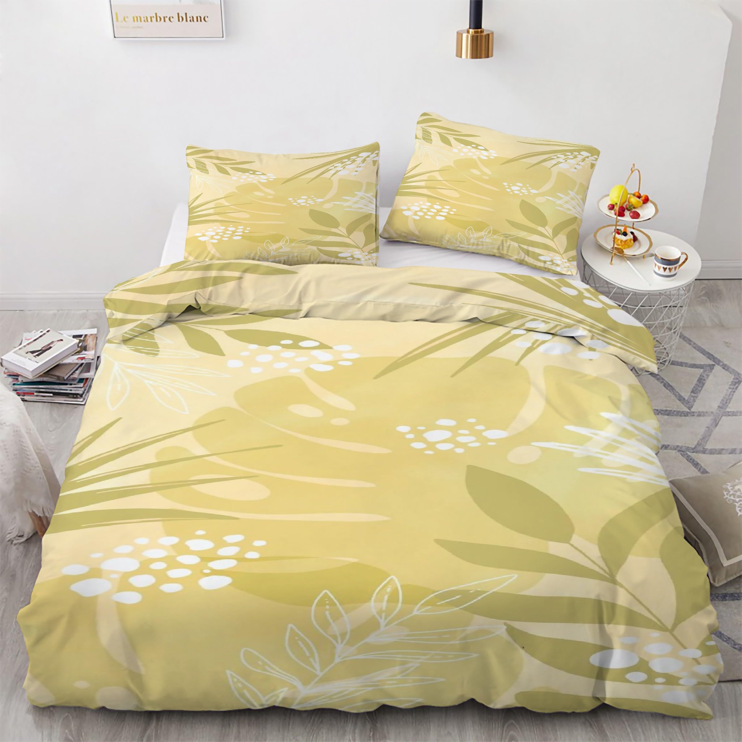 Housse de couette 220x240 au motif imprimé de printemps pour une ambiance de chambre naturelle