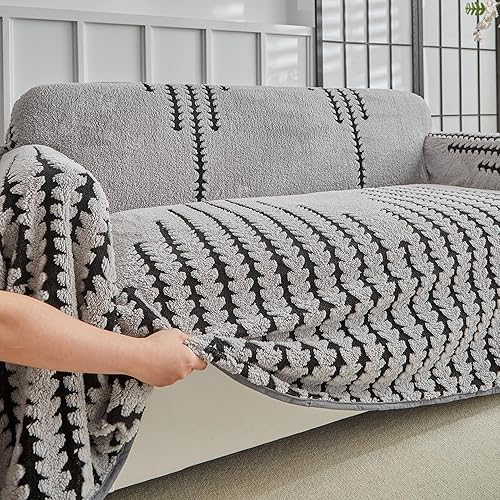 Miniatura 6 de Fundas bohemias de franela para sofá de invierno para sofá de 2 cojines, aptas para mascotas, suaves, cálidas, antideslizantes, de forro polar, a