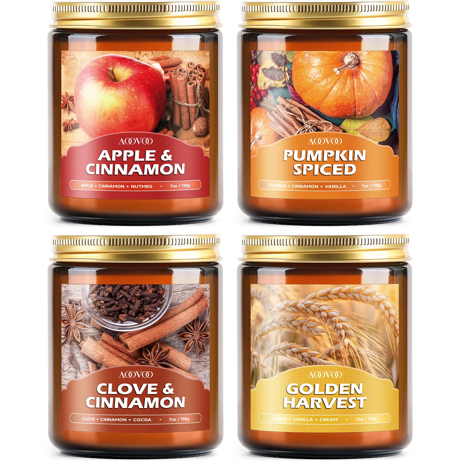 AOOVOO Fall Candles Set 4 Pack