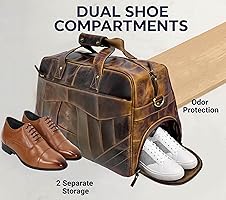 Amazon | 本革ボストンバッグトラベルキャリーオンシューズホルダー大