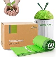 Vista 12 de Bolsas de compost, 8 galones, 30 litros, extra gruesas de 0.87 mils, bolsas de desechos de alimentos biodegradables con US BPI ASTM D6400 y Europe