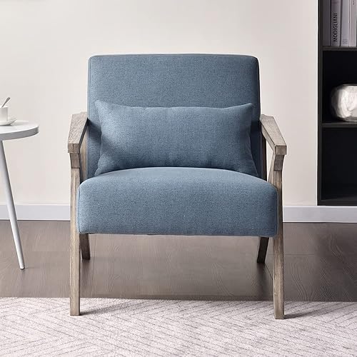 Miniatura 8 de INZOY Sillas decorativas modernas de mediados de siglo para sala de estar sillón cómodo de terciopelo con respaldo alto silla ergonómica para